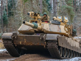 An M1A1 Abrams tank.