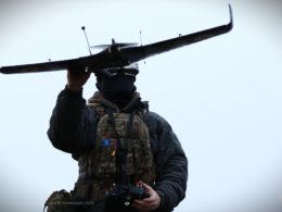 Ukrainian soldier with a drone