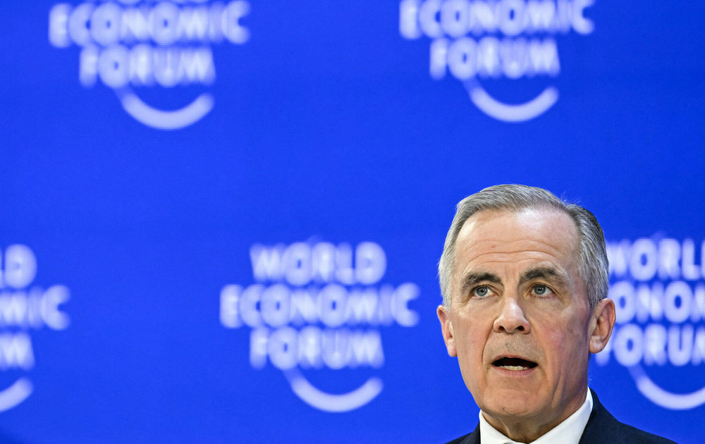 Canadian Prime Minister Mark Carney giving a speech at Davos, 20 January 2026