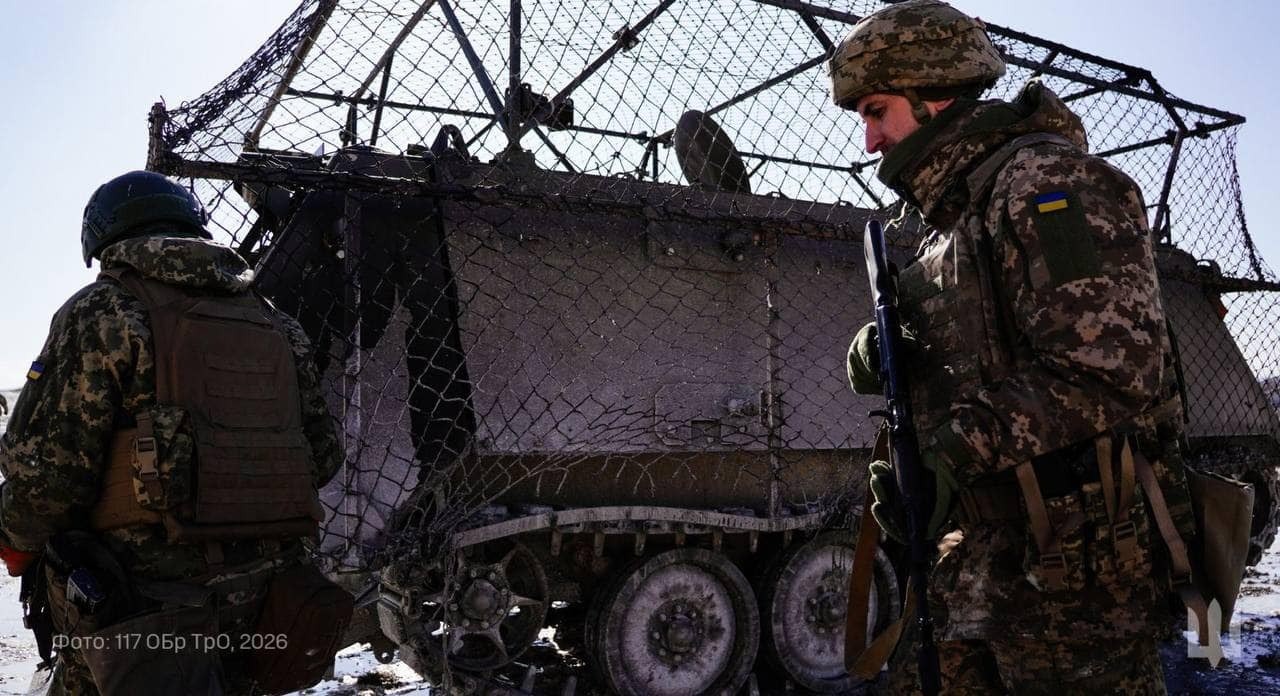 before russia's all-out war ukraine imported almost weapons four years later buys more than any country earth · post ukrainian soldiers 117th separate territorial defense brigade beside armored vehicle fitted