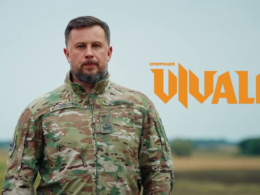 Ukraine's Third Army Corps commander Brigadier General Andrii Biletskyi announcing 
