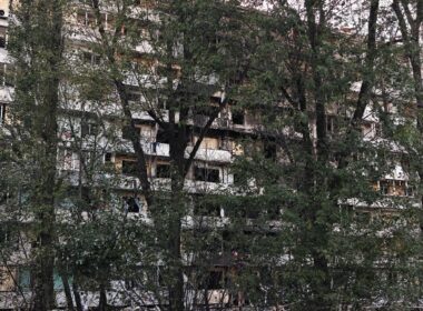 A house destroyed by a Russian attack.
