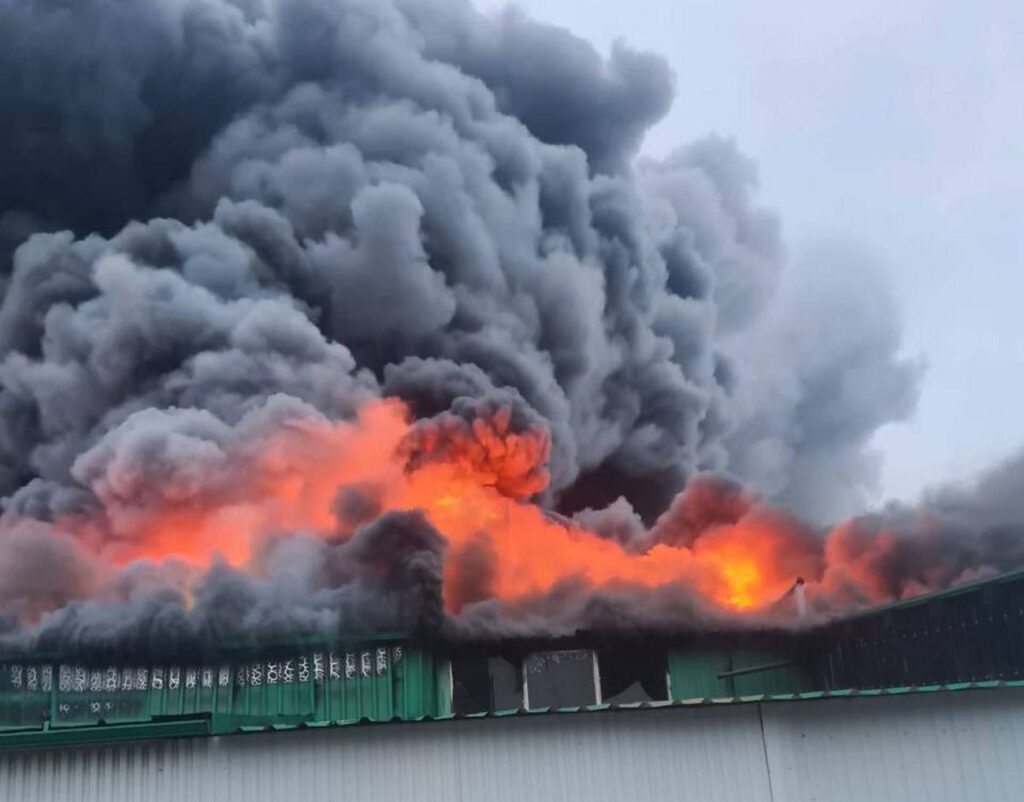 russia hit ukraine’s energy 76 times during us-declared truce—and tens thousands lost power overnight · post fire enterprise manevychi volyn oblast after russian drone strike 18 2026 manevich ukraine news