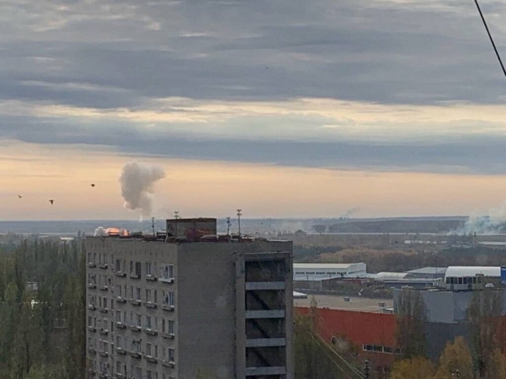 Fire and smoke near Baltimor military airfield in Voronezh after a Ukrainian attack, Russia, 23 October 2026