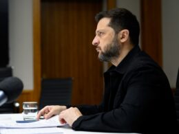 Ukrainian President Volodymyr Zelenskyy during a video call with US senators on 19 October 2026.