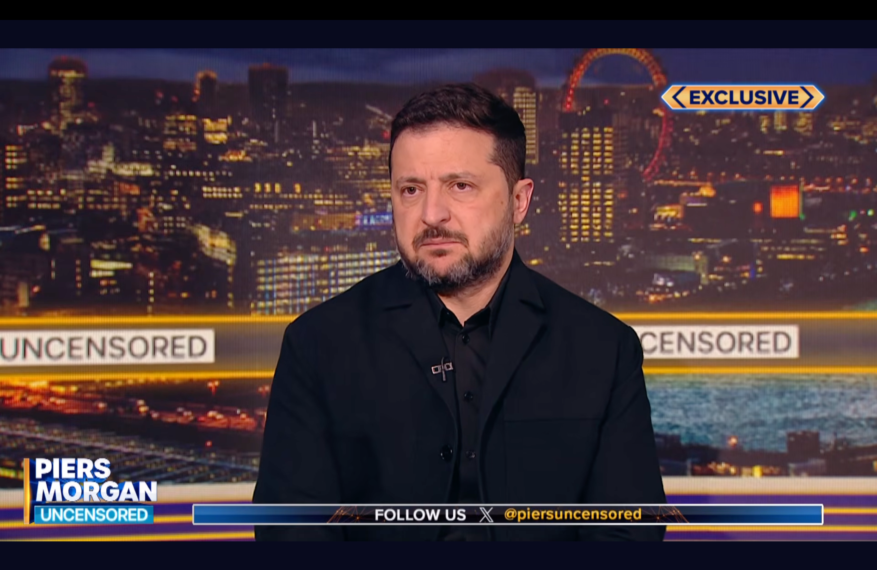 musk tells ukraine’s president go zelenskyy says won’t resign never accept ukrainian land russian · post volodymyr during interview piers morgan recorded visit britain 14 2026 video uncensored / ukraine